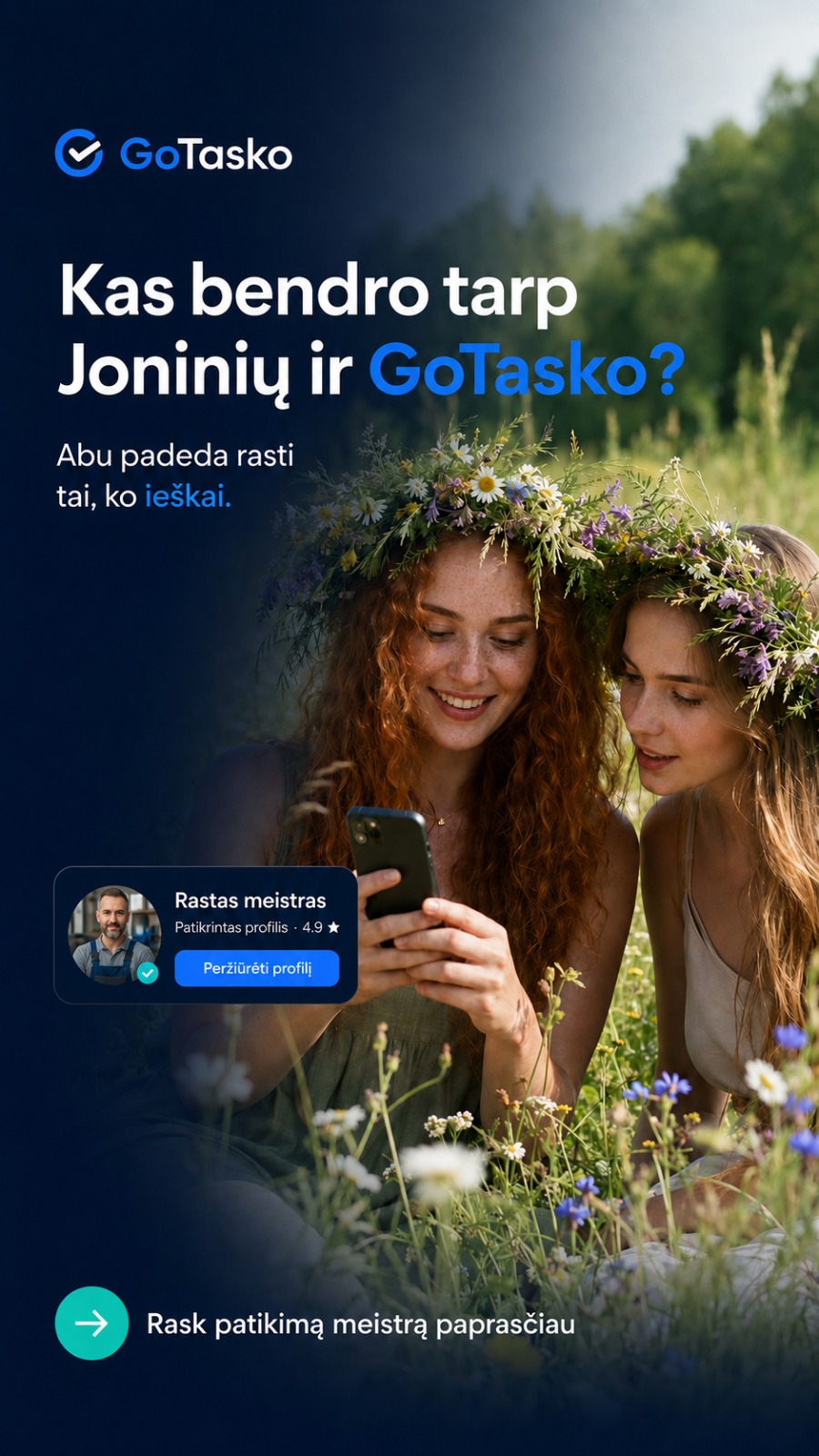 GoTasko Joninių reklama — rask naujų klientų kol kiti ieško paparčio žiedo